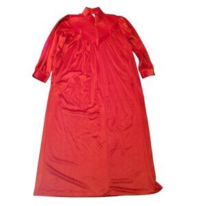 Vintage It's A Charm House Coat‎ Night Gown Maxi Caftan Robe Duster Womens L Red
